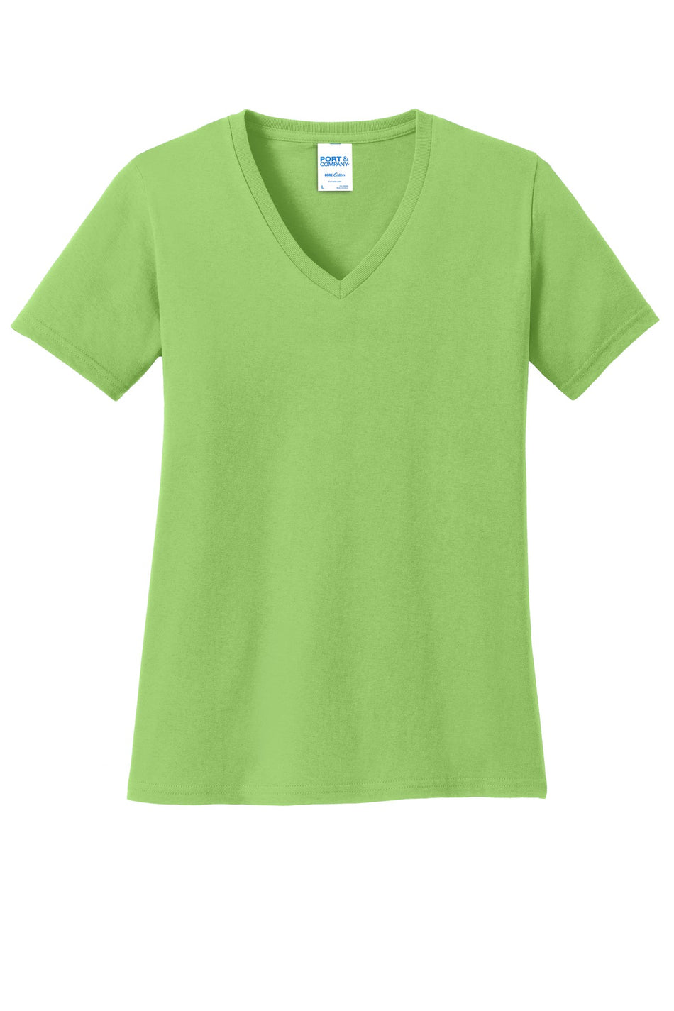 Port & Company ® Women's Core Cotton V-Neck Tee. LPC54V - Lime - Port & Company LPC54V T-Shirts Port & Company Lime XS