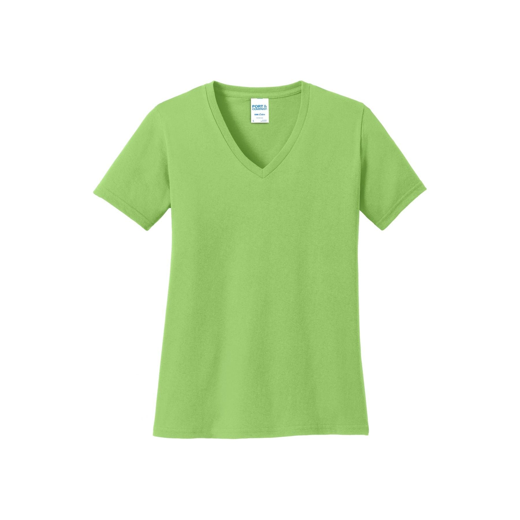 Port & Company ® Women's Core Cotton V-Neck Tee. LPC54V - Lime - Port & Company LPC54V T-Shirts Port & Company