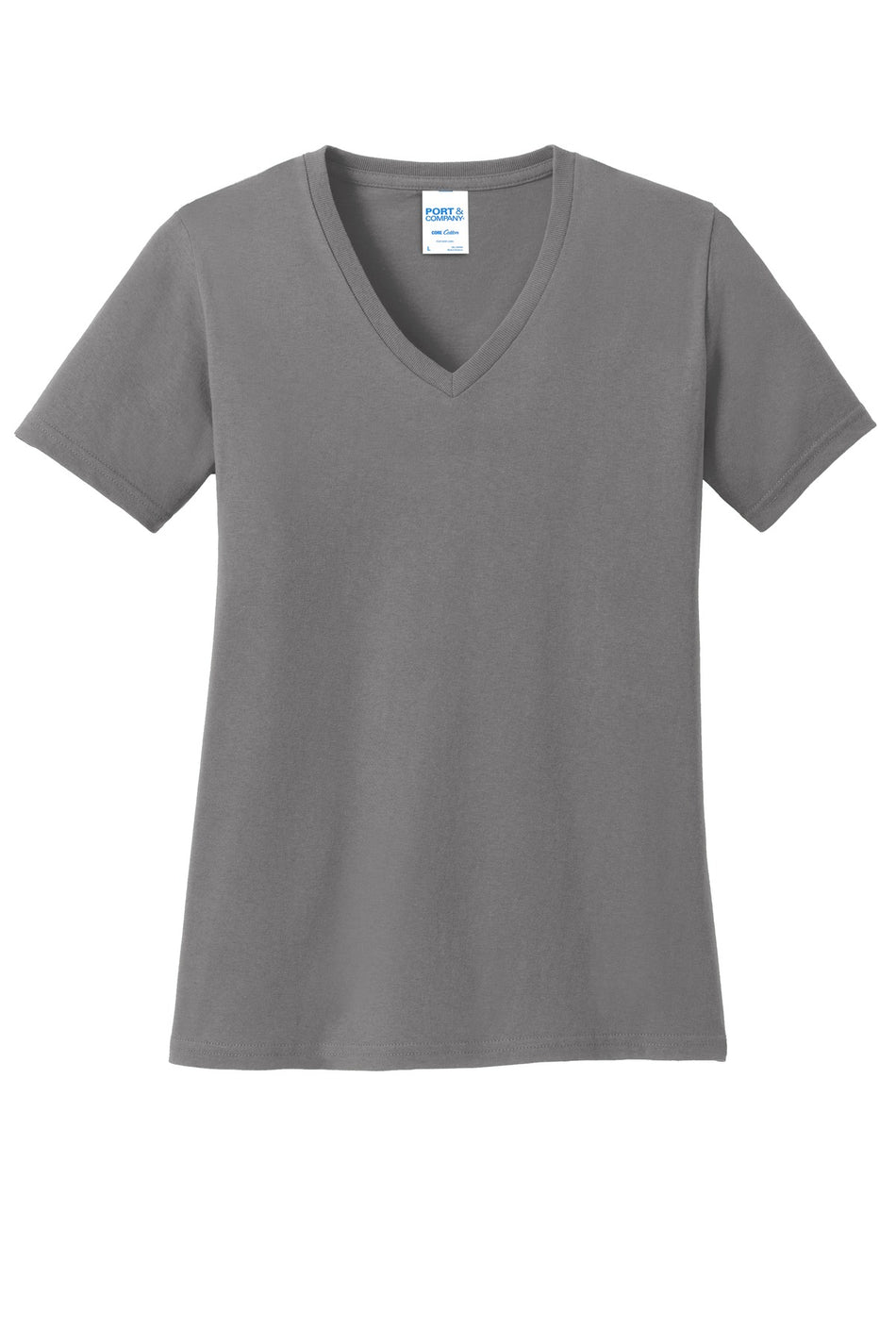 Port & Company ®  Women's Core Cotton V-Neck Tee. LPC54V - Medium Grey - Port & Company LPC54V