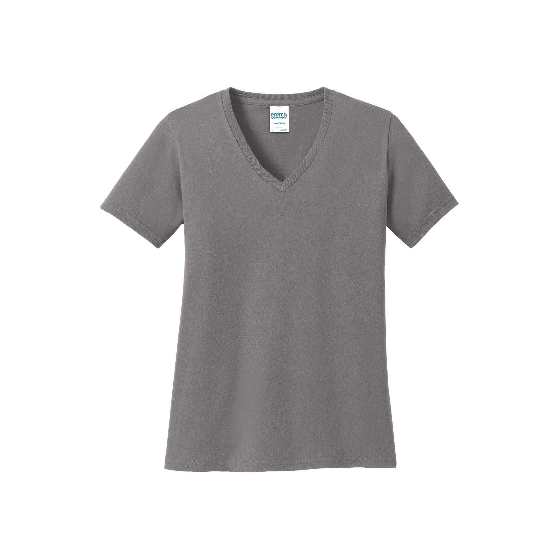 Port & Company ® Women's Core Cotton V-Neck Tee. LPC54V - Medium Grey - Port & Company LPC54V T-Shirts Port & Company