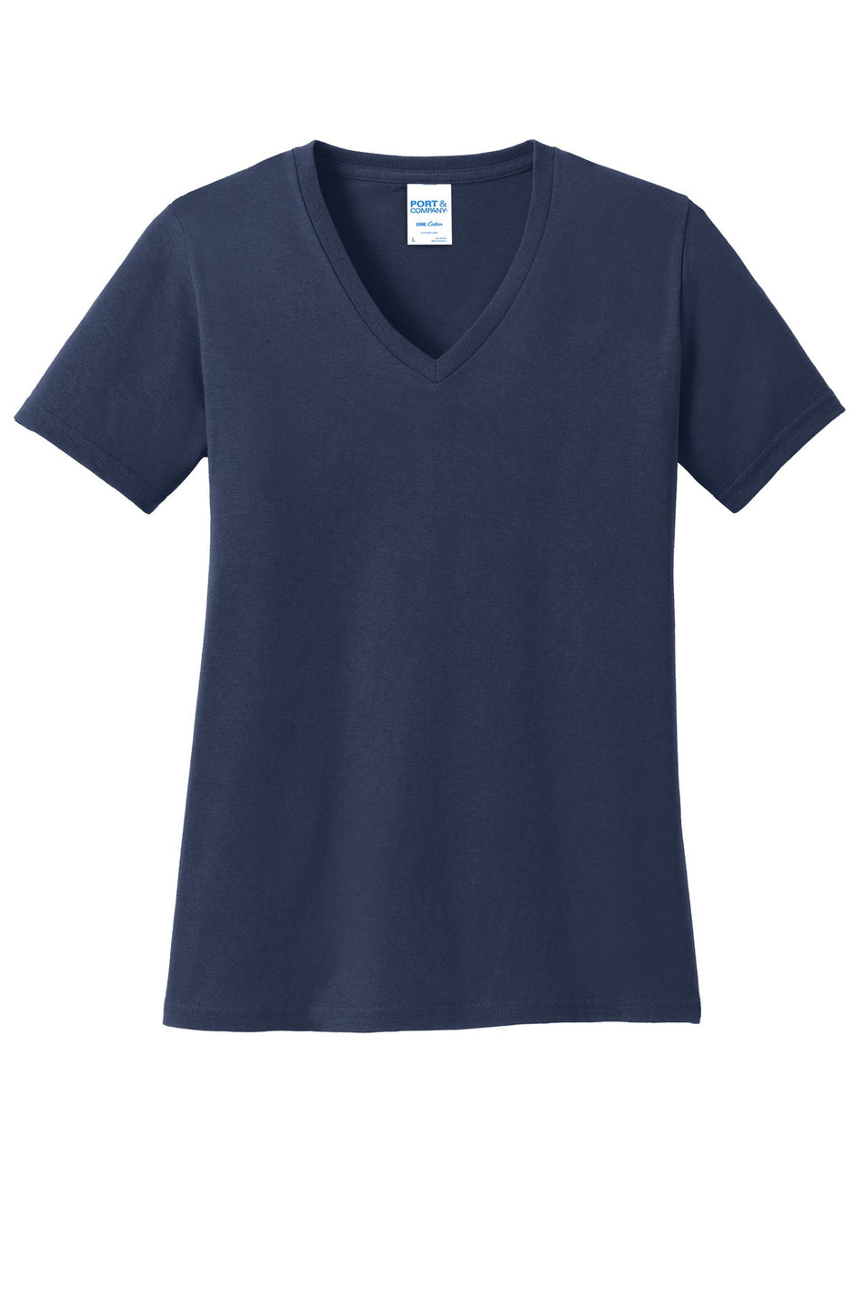 Port & Company ®  Women's Core Cotton V-Neck Tee. LPC54V - Navy - Port & Company LPC54V