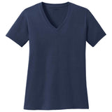 Joe's USA Ladies 5.4-oz 100% Cotton V-Neck T-Shirt-Navy Joe's USA Navy XS