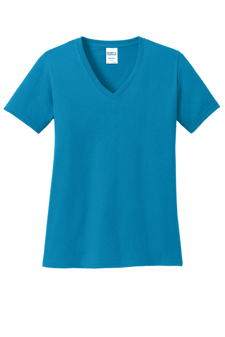 Port & Company ® Women's Core Cotton V-Neck Tee. LPC54V - Neon Blue - Port & Company LPC54V T-Shirts Port & Company Neon Blue XS