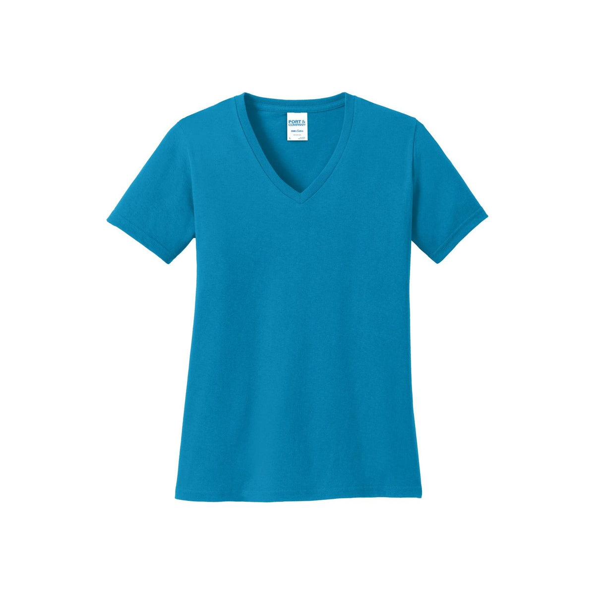 Port & Company ® Women's Core Cotton V-Neck Tee. LPC54V - Neon Blue - Port & Company LPC54V T-Shirts Port & Company