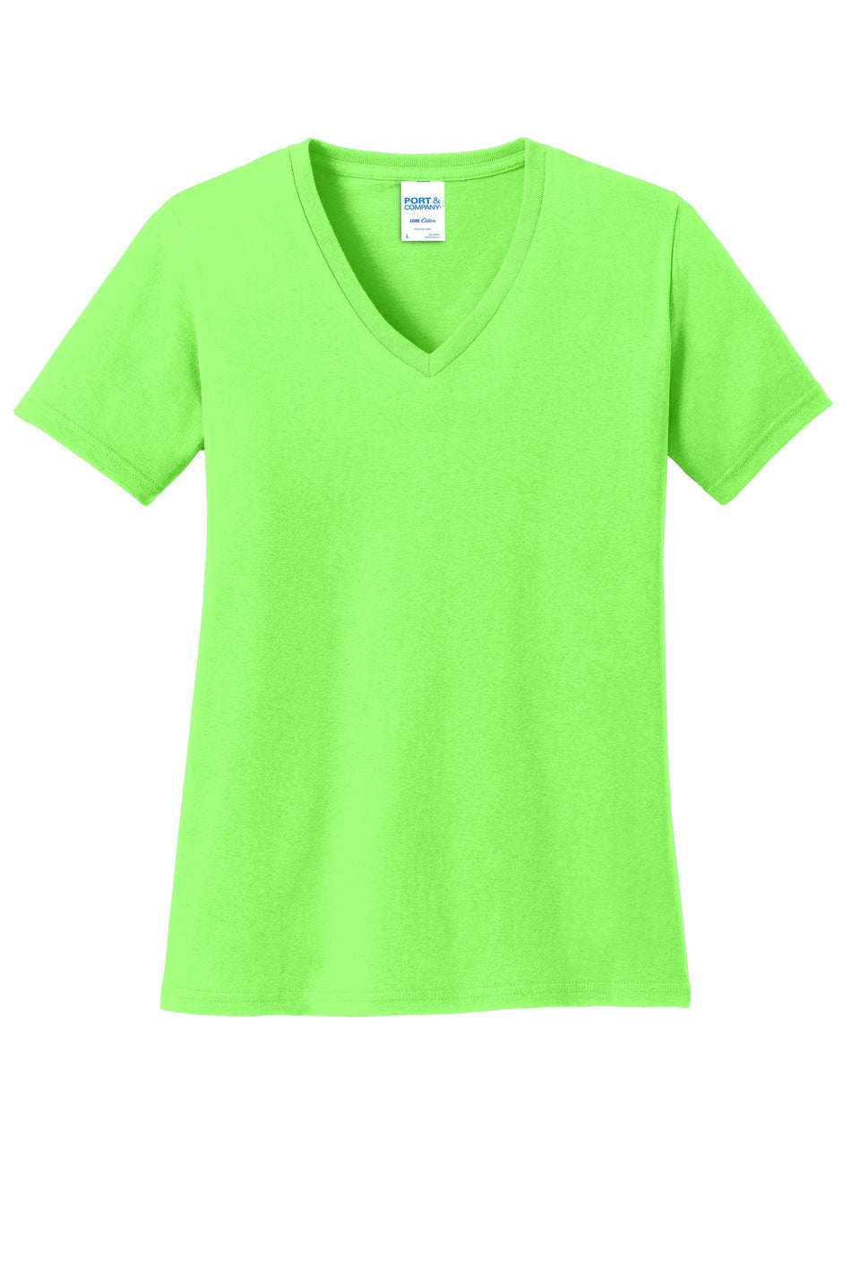 Port & Company ® Women's Core Cotton V-Neck Tee. LPC54V - Neon Green - Port & Company LPC54V T-Shirts Port & Company Neon Green XS