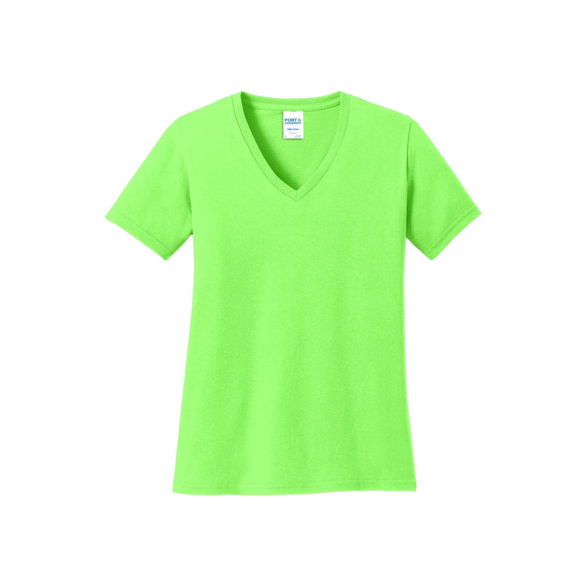 Port & Company ® Women's Core Cotton V-Neck Tee. LPC54V - Neon Green - Port & Company LPC54V T-Shirts Port & Company