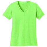 Joe's USA Ladies 5.4-oz 100% Cotton V-Neck T-Shirt-NeonGreen Joe's USA Neon Green XS