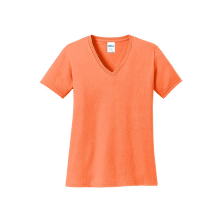 Port & Company ® Women's Core Cotton V-Neck Tee. LPC54V - Neon Orange - Port & Company LPC54V T-Shirts Port & Company