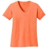 Joe's USA Ladies 5.4-oz 100% Cotton V-Neck T-Shirt-NeonOrange Joe's USA Neon Orange XS