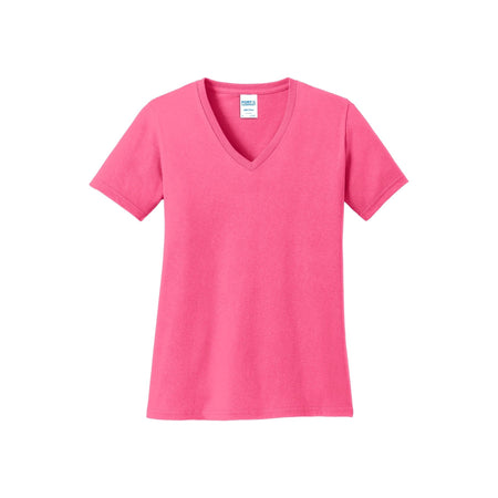 Port & Company ® Women's Core Cotton V-Neck Tee. LPC54V - Neon Pink - Port & Company LPC54V T-Shirts Port & Company