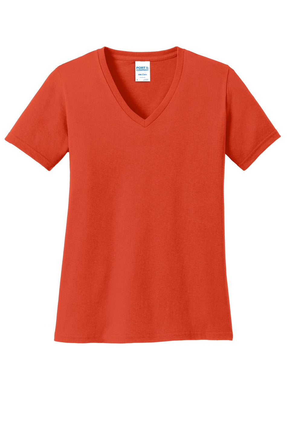 Port & Company ®  Women's Core Cotton V-Neck Tee. LPC54V - Orange - Port & Company LPC54V