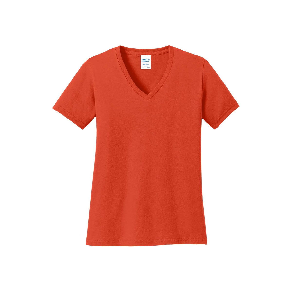 Port & Company ® Women's Core Cotton V-Neck Tee. LPC54V - Orange - Port & Company LPC54V T-Shirts Port & Company