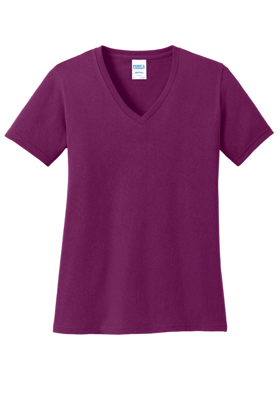 Port & Company ® Women's Core Cotton V-Neck Tee. LPC54V - Raspberry - Port & Company LPC54V T-Shirts Port & Company Raspberry XS