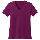 Joe's USA Ladies 5.4-oz 100% Cotton V-Neck T-Shirt-Raspberry Joe's USA Raspberry XS
