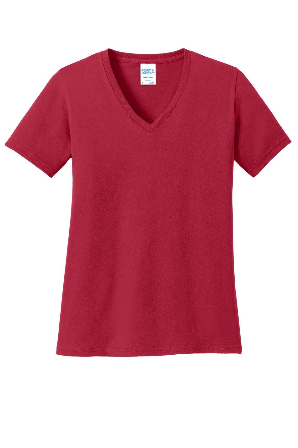 Port & Company ® Women's Core Cotton V-Neck Tee. LPC54V - Red - Port & Company LPC54V T-Shirts Port & Company Red XS