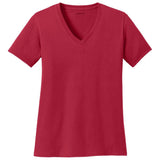 Joe's USA Ladies 5.4-oz 100% Cotton V-Neck T-Shirt-Red Joe's USA Red XS