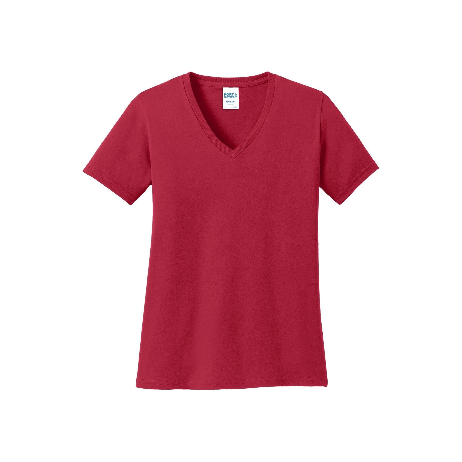 Port & Company ® Women's Core Cotton V-Neck Tee. LPC54V - Red - Port & Company LPC54V T-Shirts Port & Company