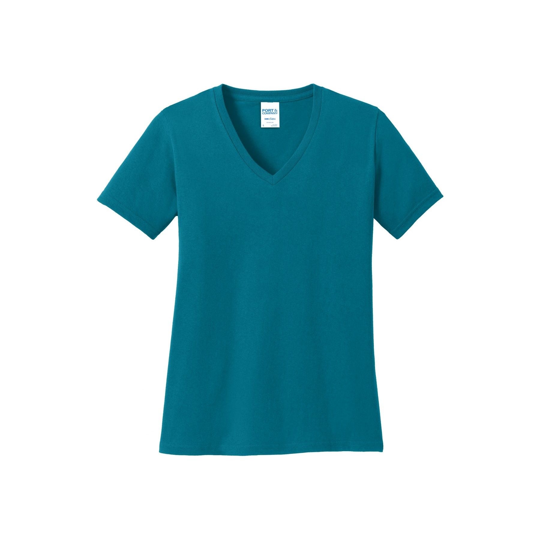 Port & Company ® Women's Core Cotton V-Neck Tee. LPC54V - Teal - Port & Company LPC54V T-Shirts Port & Company