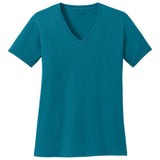 Joe's USA Ladies 5.4-oz 100% Cotton V-Neck T-Shirt-Teal Joe's USA Teal XS