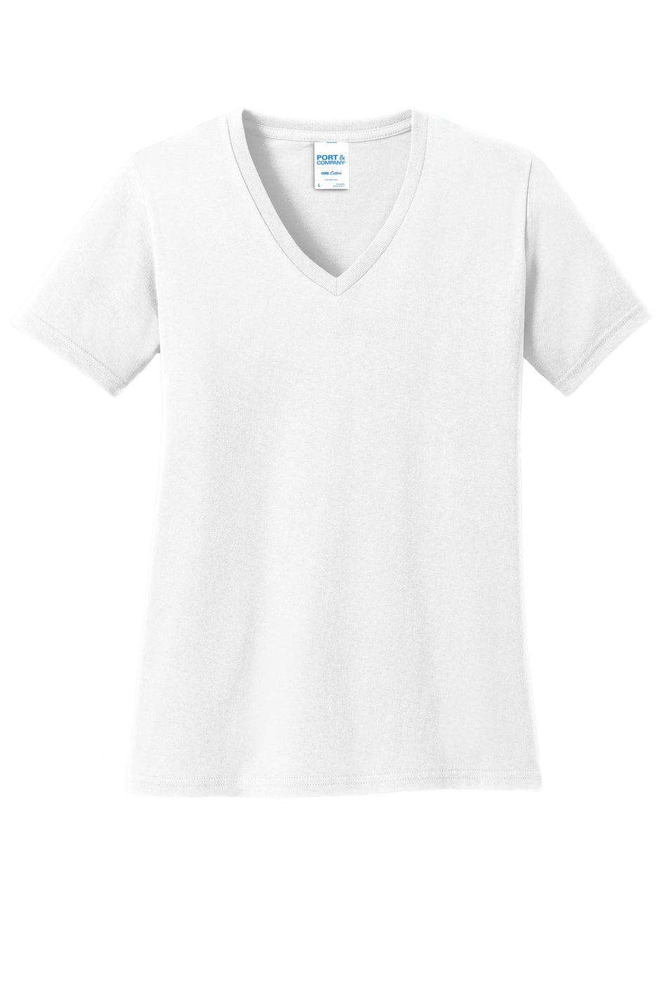 Port & Company ® Women's Core Cotton V-Neck Tee. LPC54V - White - Port & Company LPC54V T-Shirts Port & Company White XS