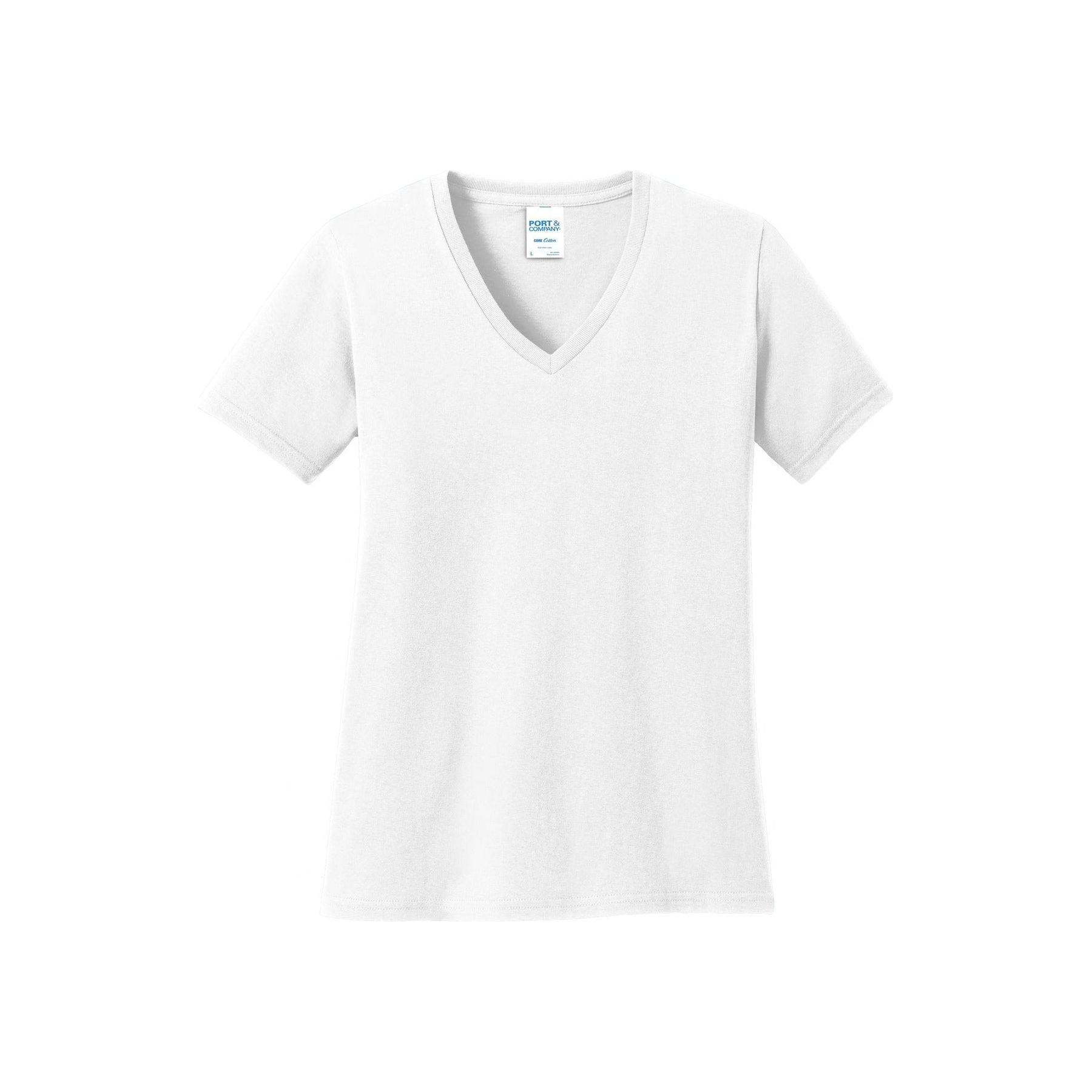 Port & Company ® Women's Core Cotton V-Neck Tee. LPC54V - White - Port & Company LPC54V T-Shirts Port & Company