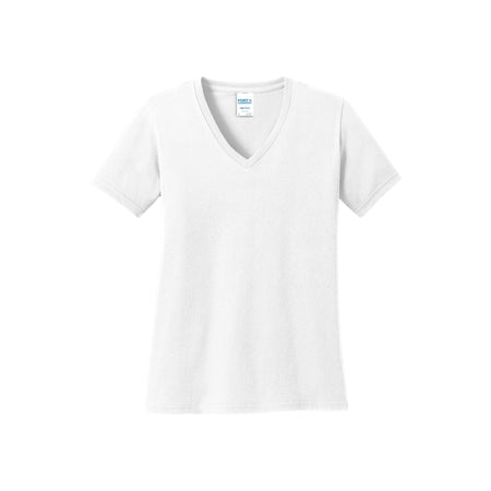 Port & Company ® Women's Core Cotton V-Neck Tee. LPC54V - White - Port & Company LPC54V T-Shirts Port & Company