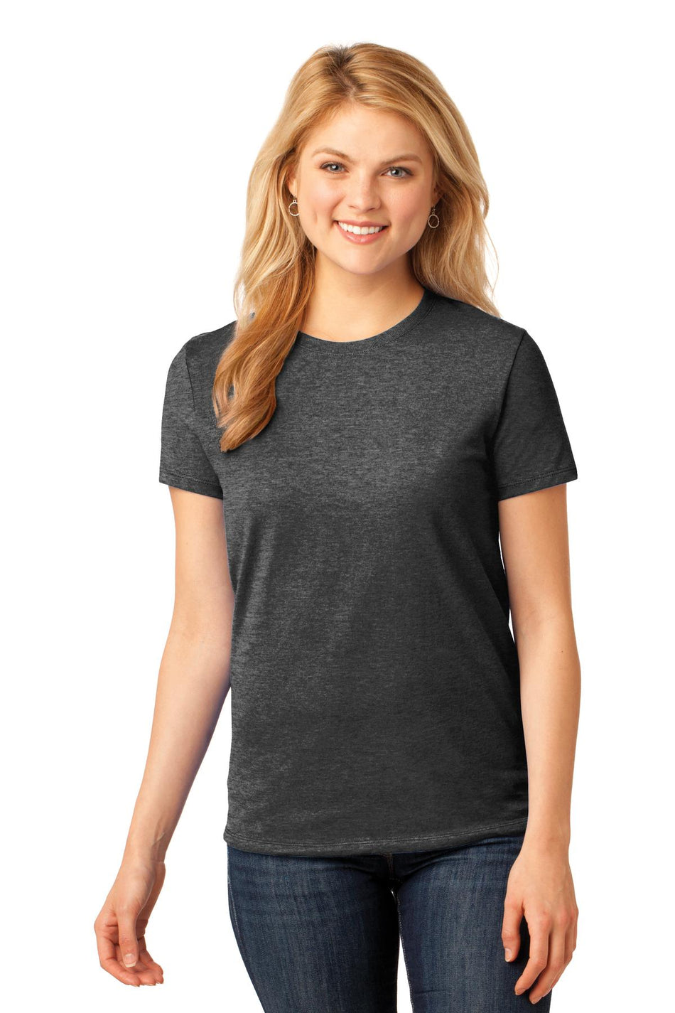 Port & Company ® Women's Core Cotton Tee. LPC54 - Dark Heather Grey - Port & Company LPC54 T-Shirts Port & Company Dark Heather Grey XS