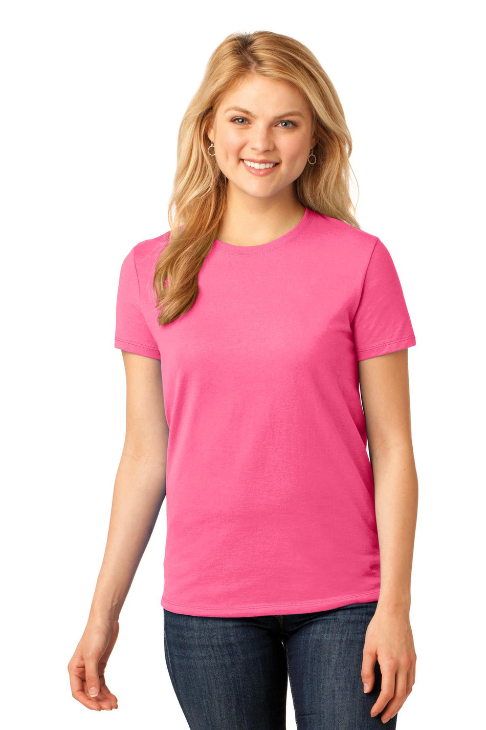 Port & Company ®  Women's Core Cotton Tee. LPC54 - Neon Pink - Port & Company LPC54