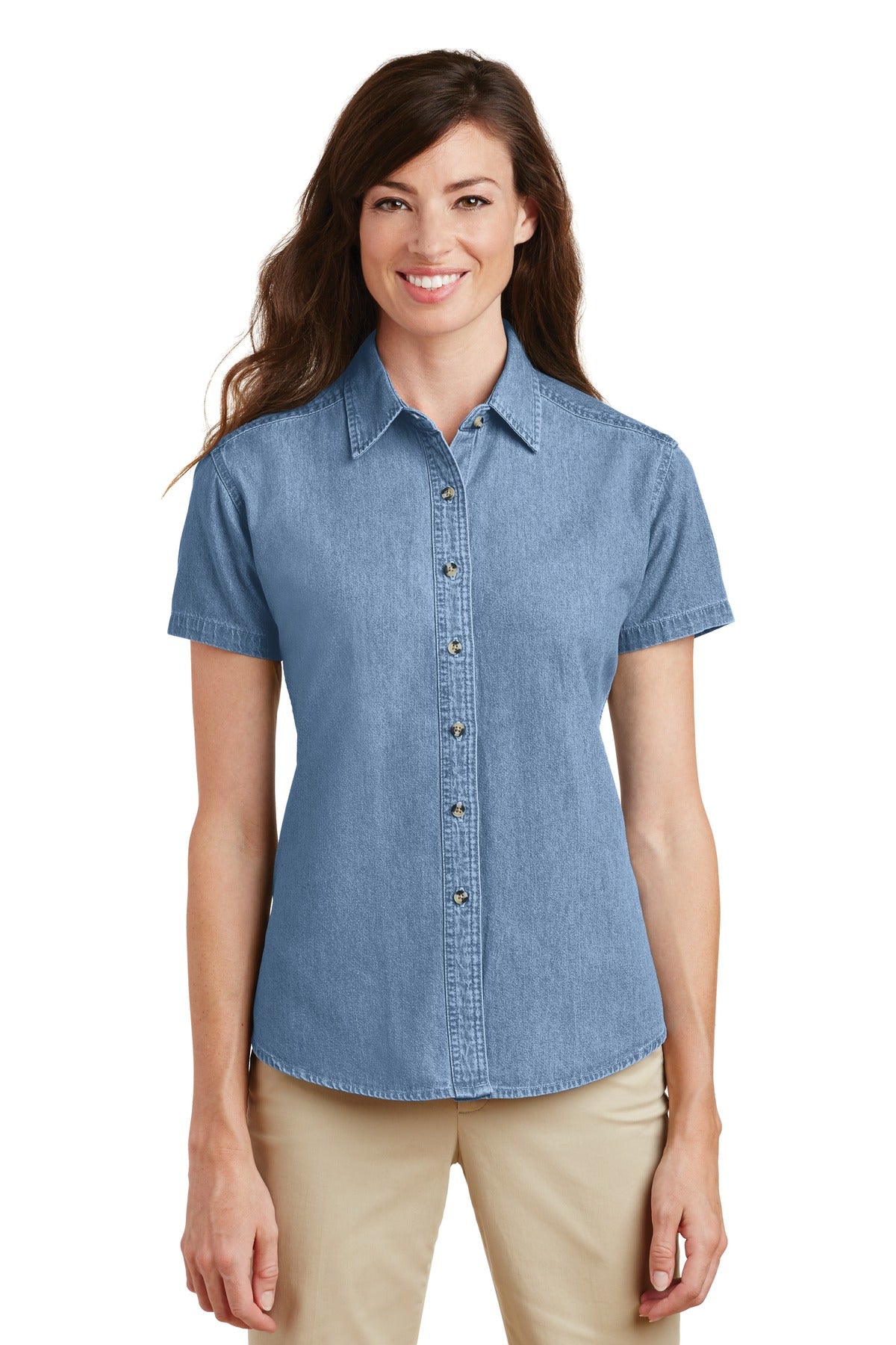 Port & Co ™  Women's Short Sleeve Value Denim Shirt.  LSP11 - Port & Company LSP11