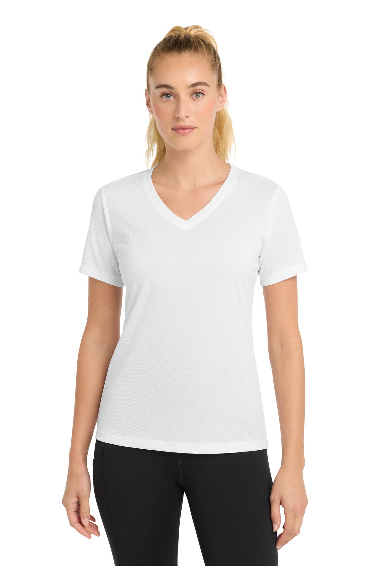Sport-Tek LST340 Women's PosiCharge RacerMesh V-Neck Tee