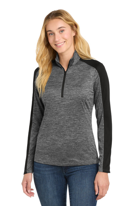 Sport-Tek LST397 Women's PosiCharge Electric Heather Colorblock 1/4-Zip Pullover