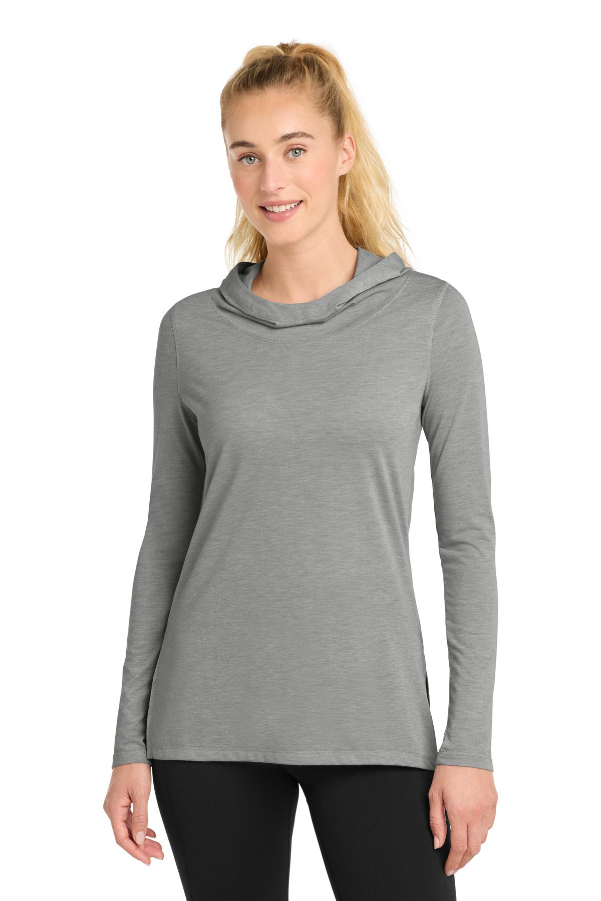 Sport-Tek LST406 Women's PosiCharge Tri-Blend Wicking Long Sleeve Hoodie