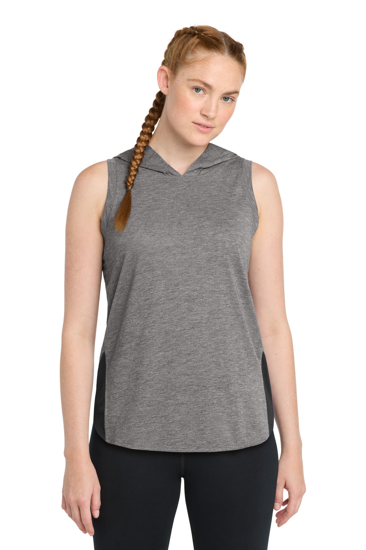 Sport-Tek LST410 Women's PosiCharge Tri-Blend Wicking Draft Hoodie Tank