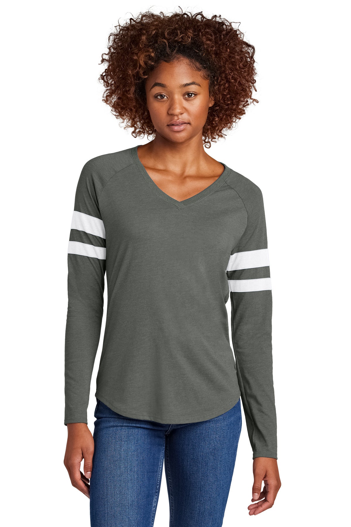 Sport-Tek LST6043 Women's Halftime Stripe Long Sleeve V-Neck Tee