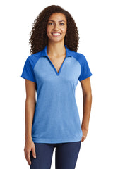 Sport-Tek  ®  Women's PosiCharge  ®  RacerMesh  ®  Raglan Heather Block Polo. LST641 - Sport-Tek LST641
