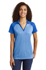 Sport-Tek  ®  Women's PosiCharge  ®  RacerMesh  ®  Raglan Heather Block Polo. LST641 - Sport-Tek LST641