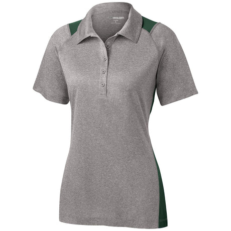 Ladies Heather Colorblock Contender Polo Women's DRI-EQUIP Vintage Heather/Forest Green X-Small