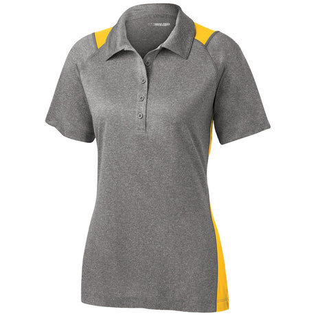 Ladies Heather Colorblock Contender Polo Women's DRI-EQUIP Vintage Heather/Gold X-Small