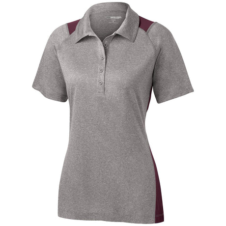 Ladies Heather Colorblock Contender Polo Women's DRI-EQUIP Vintage Heather/Maroon X-Small