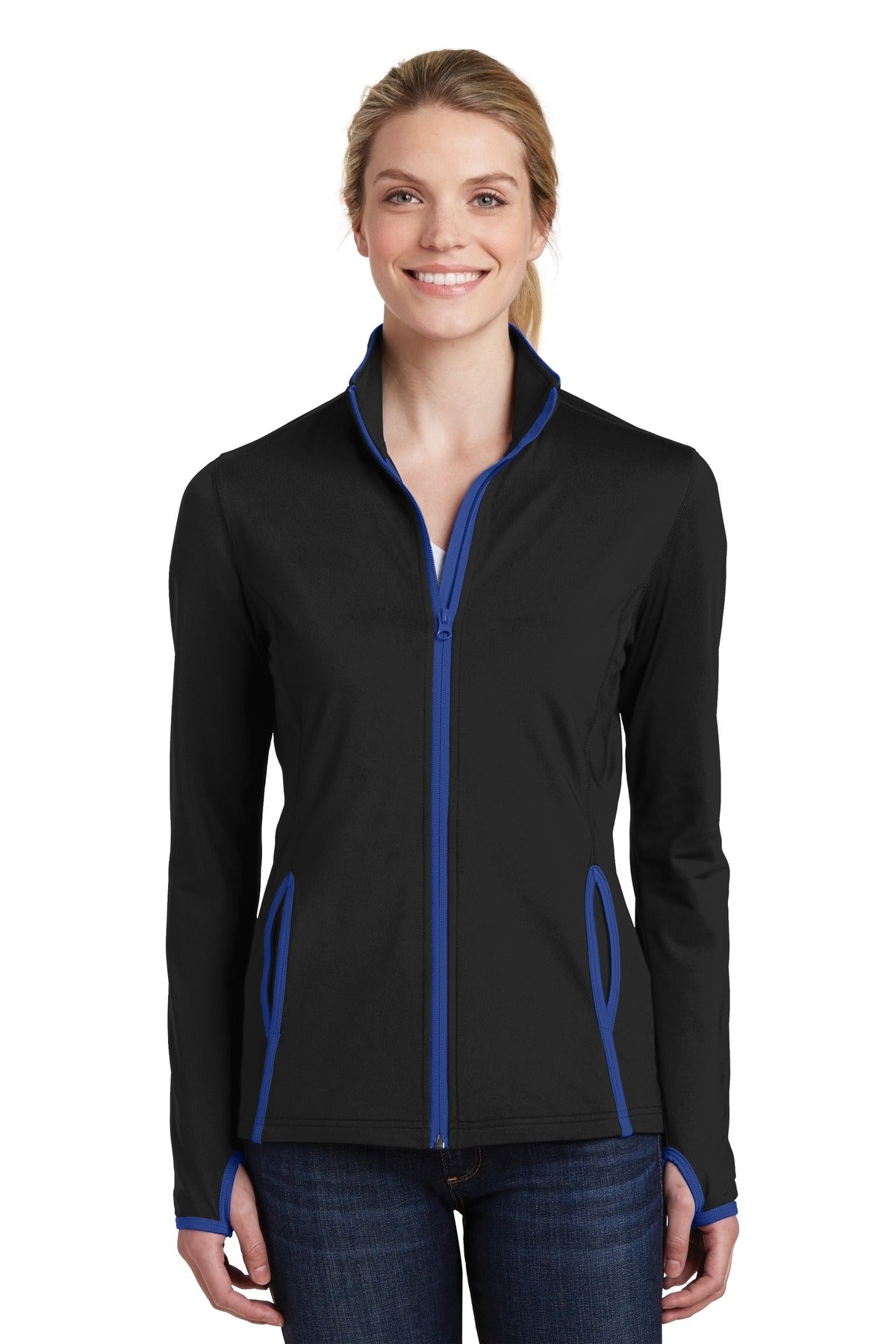Sport-Tek ®  Women's Sport-Wick ®  Stretch Contrast Full-Zip Jacket.  LST853 - Sport-Tek LST853