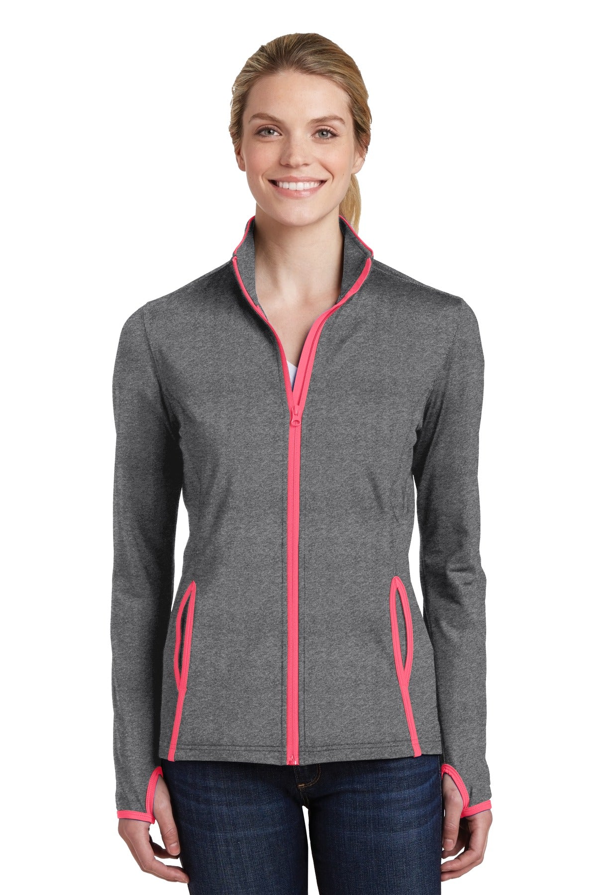 Sport-Tek ®  Women's Sport-Wick ®  Stretch Contrast Full-Zip Jacket.  LST853 - Sport-Tek LST853
