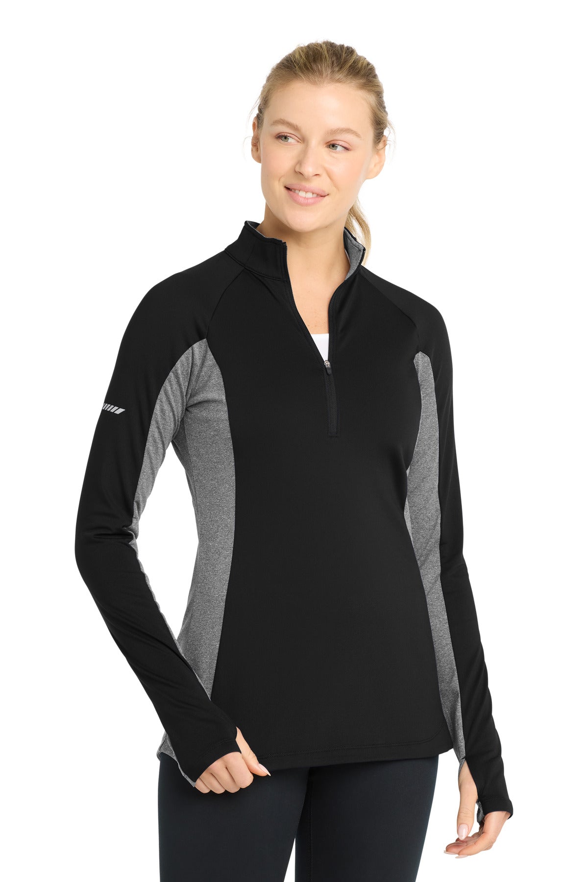 Sport-Tek LST854 Women's Sport-Wick Stretch Contrast 1/4-Zip Pullover