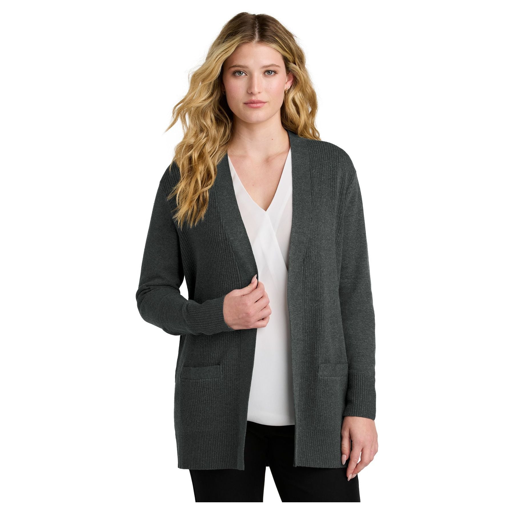 Port Authority ® Women's Easy Care Open-Front Cardigan Sweater LSW2890 - Port Authority LSW2890 Polos/Knits Port Authority Charcoal Heather XS