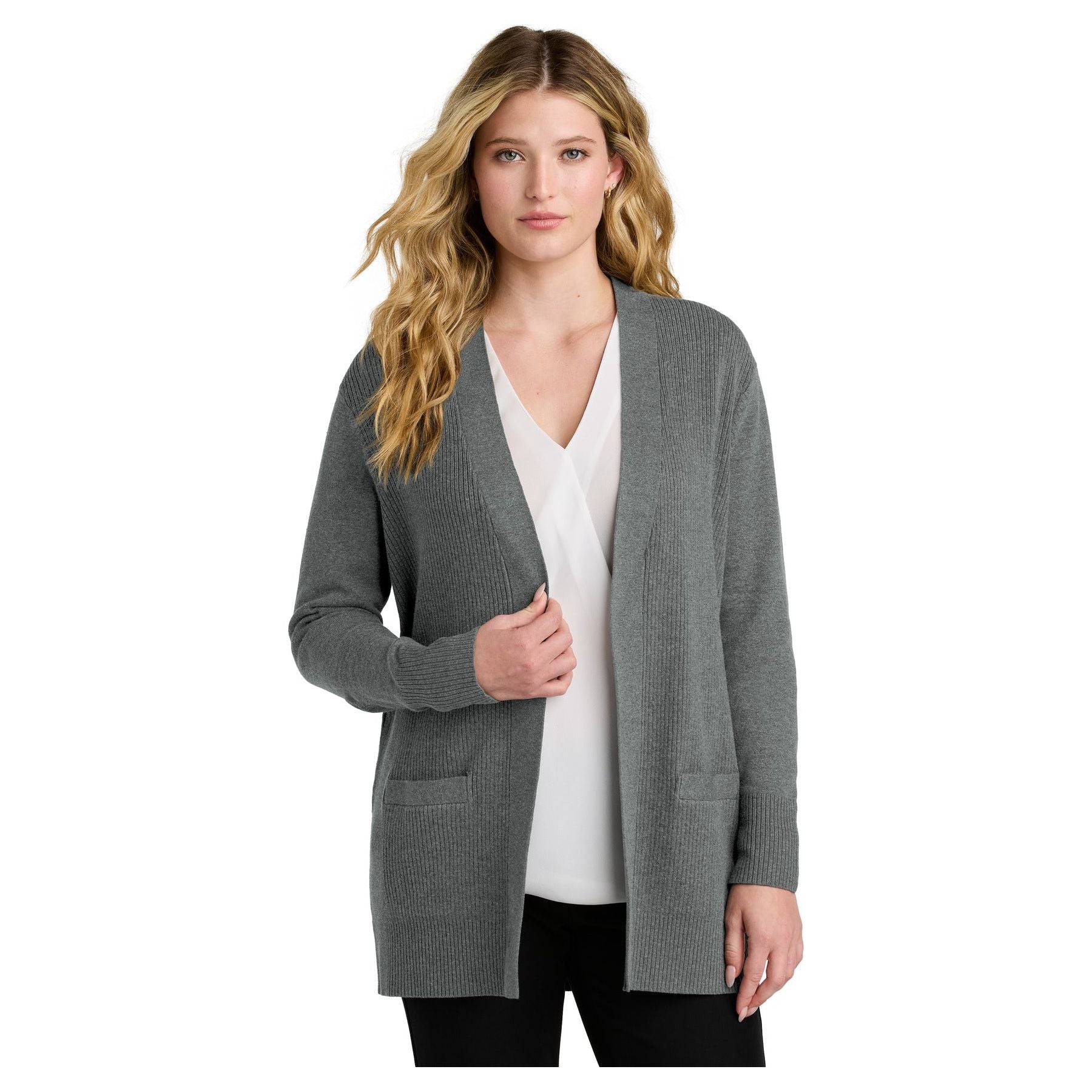 Port Authority ® Women's Easy Care Open-Front Cardigan Sweater LSW2890 - Port Authority LSW2890 Polos/Knits Port Authority Medium Heather Grey XS