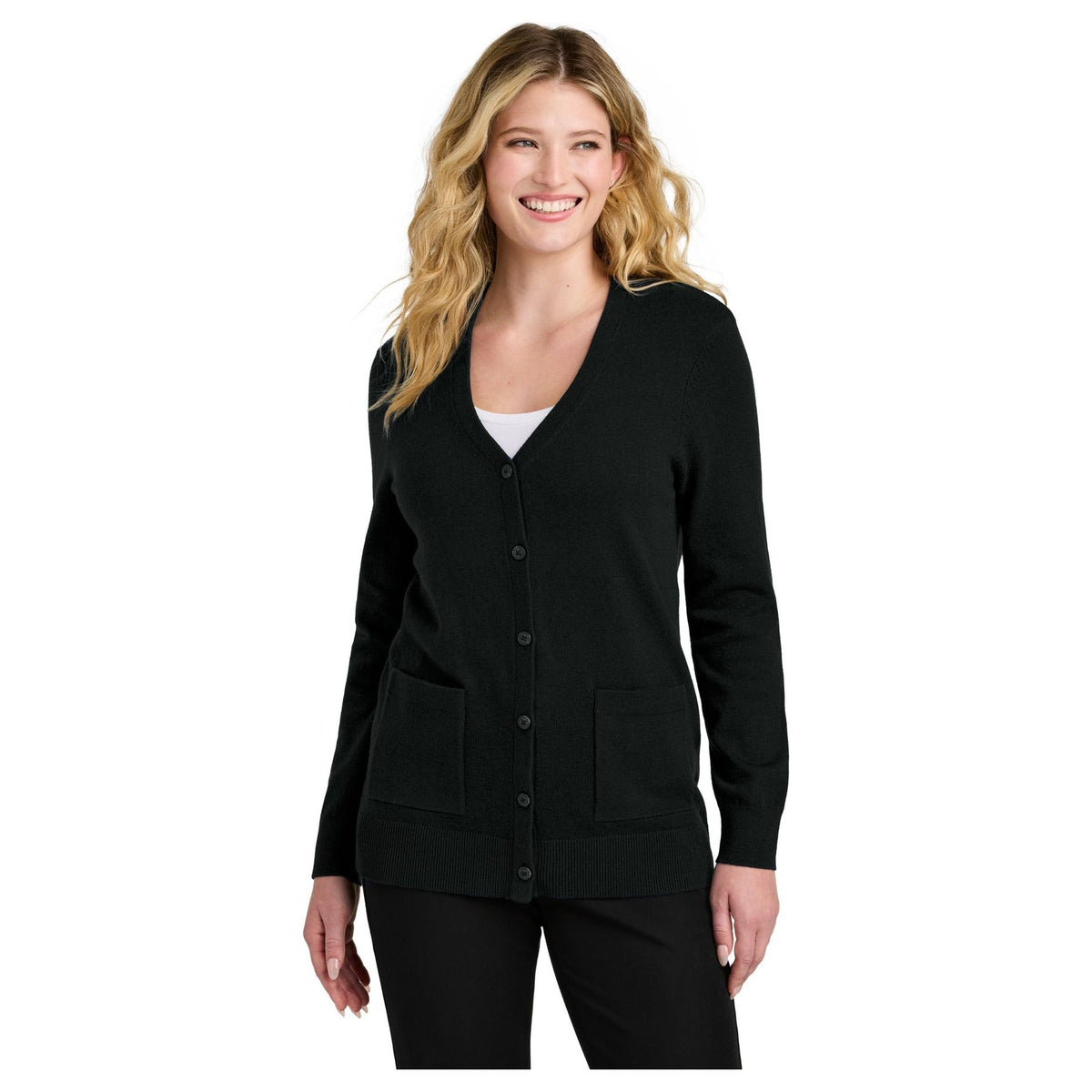 Port Authority ® Women's Easy Care Button-Up Cardigan Sweater LSW4150 - Port Authority LSW4150 Polos/Knits Port Authority Deep Black XS