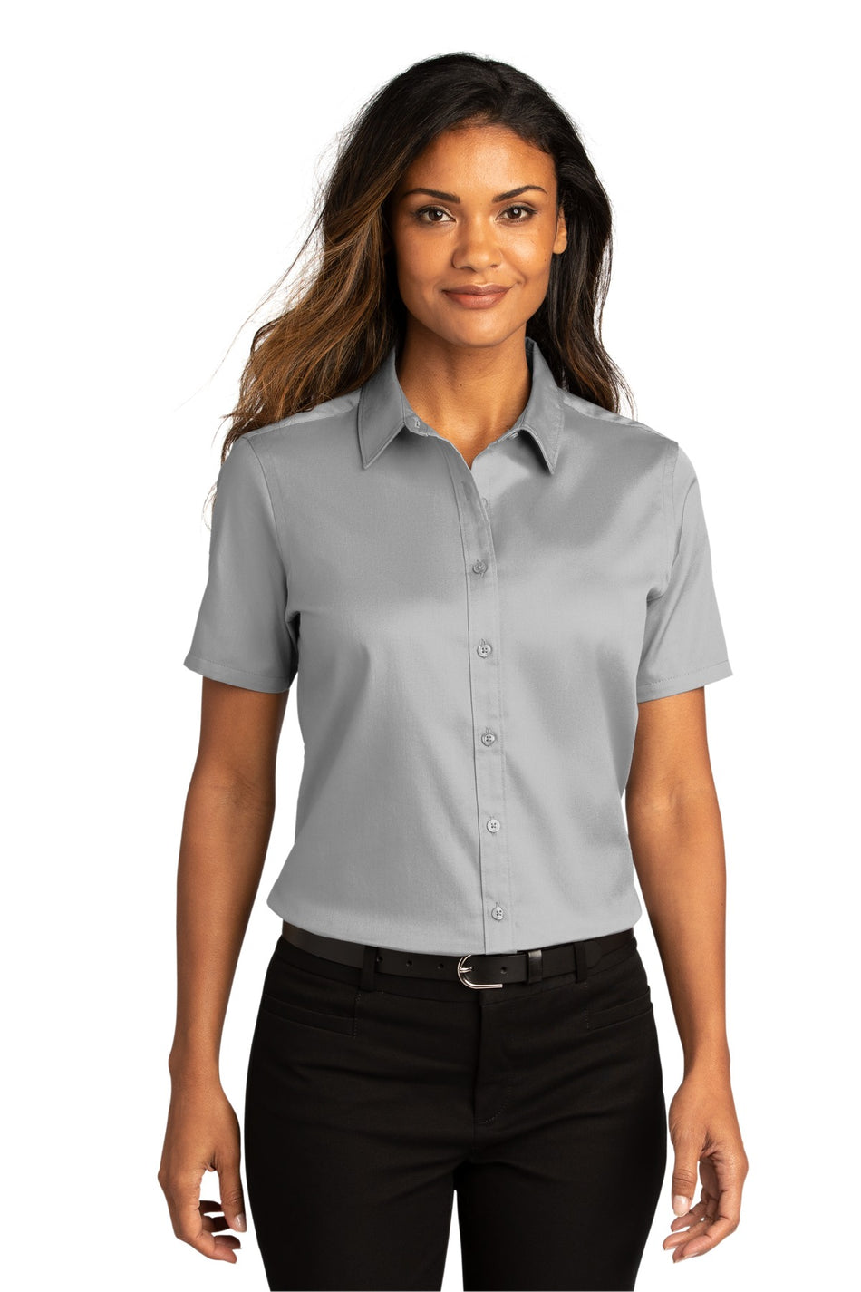 Port Authority ®  Women's Short Sleeve SuperPro React ™ Twill Shirt. LW809 - Gusty Grey - Port Authority LW809