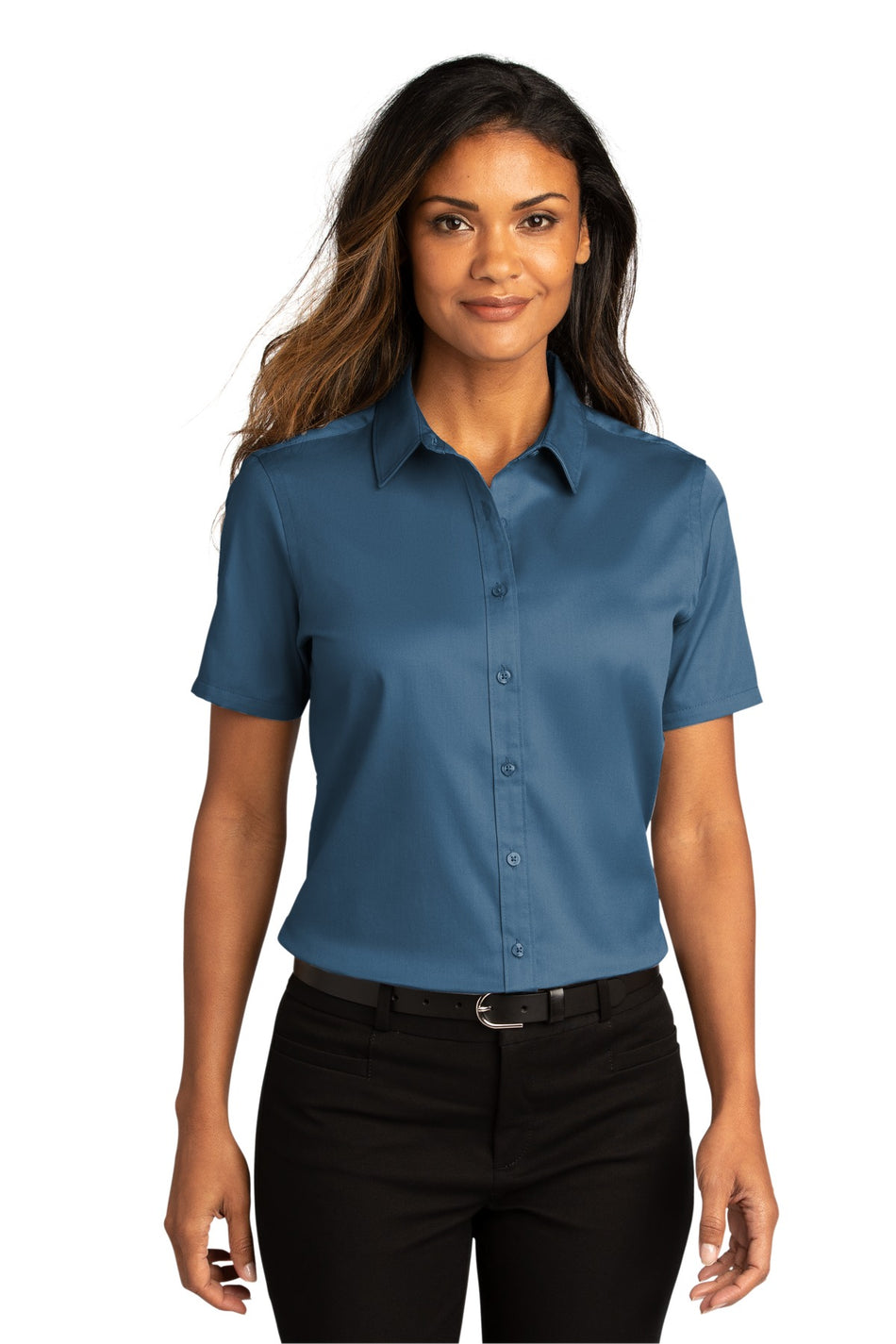 Port Authority ®  Women's Short Sleeve SuperPro React ™ Twill Shirt. LW809 - Regatta Blue - Port Authority LW809