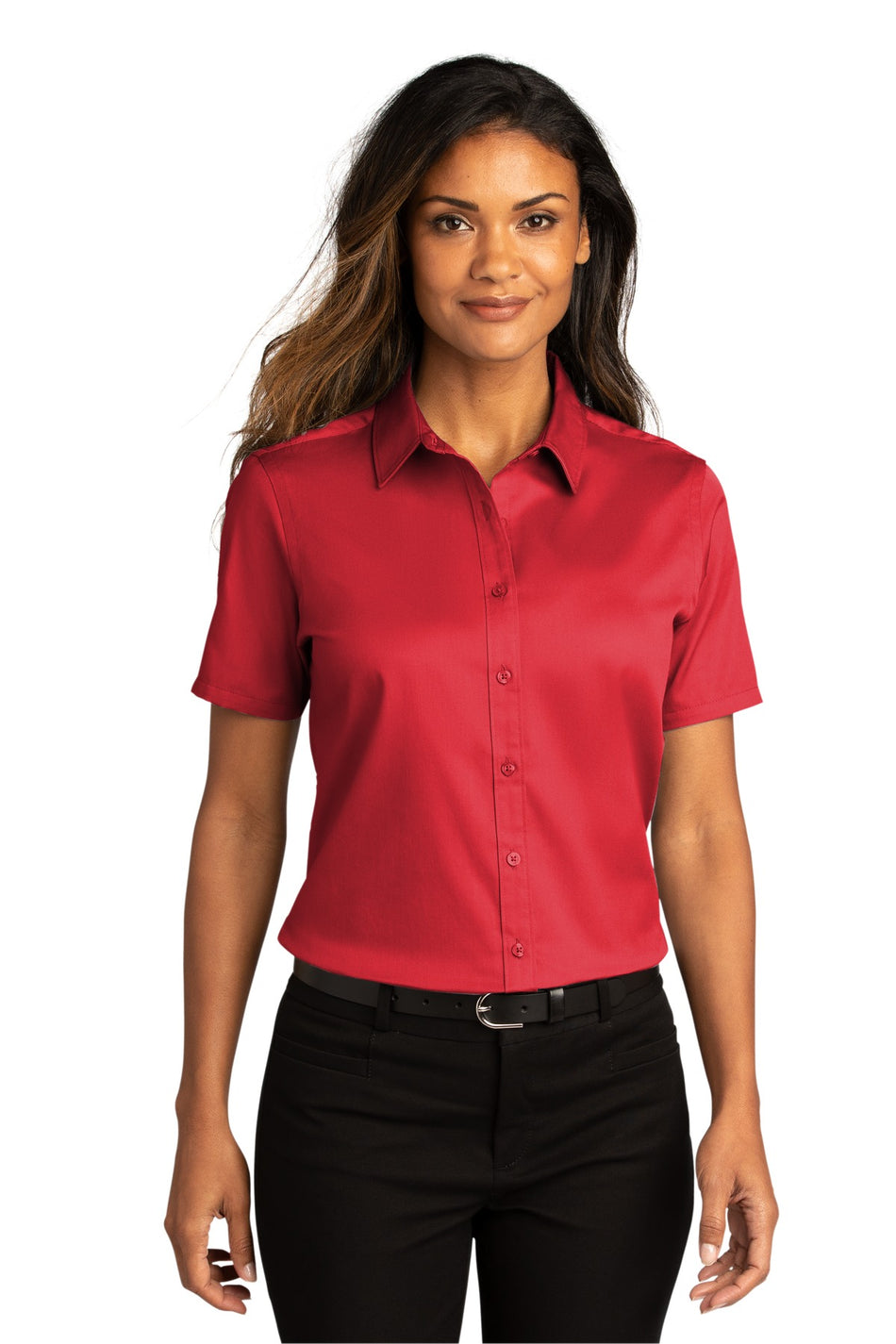 Port Authority ®  Women's Short Sleeve SuperPro React ™ Twill Shirt. LW809 - Rich Red - Port Authority LW809