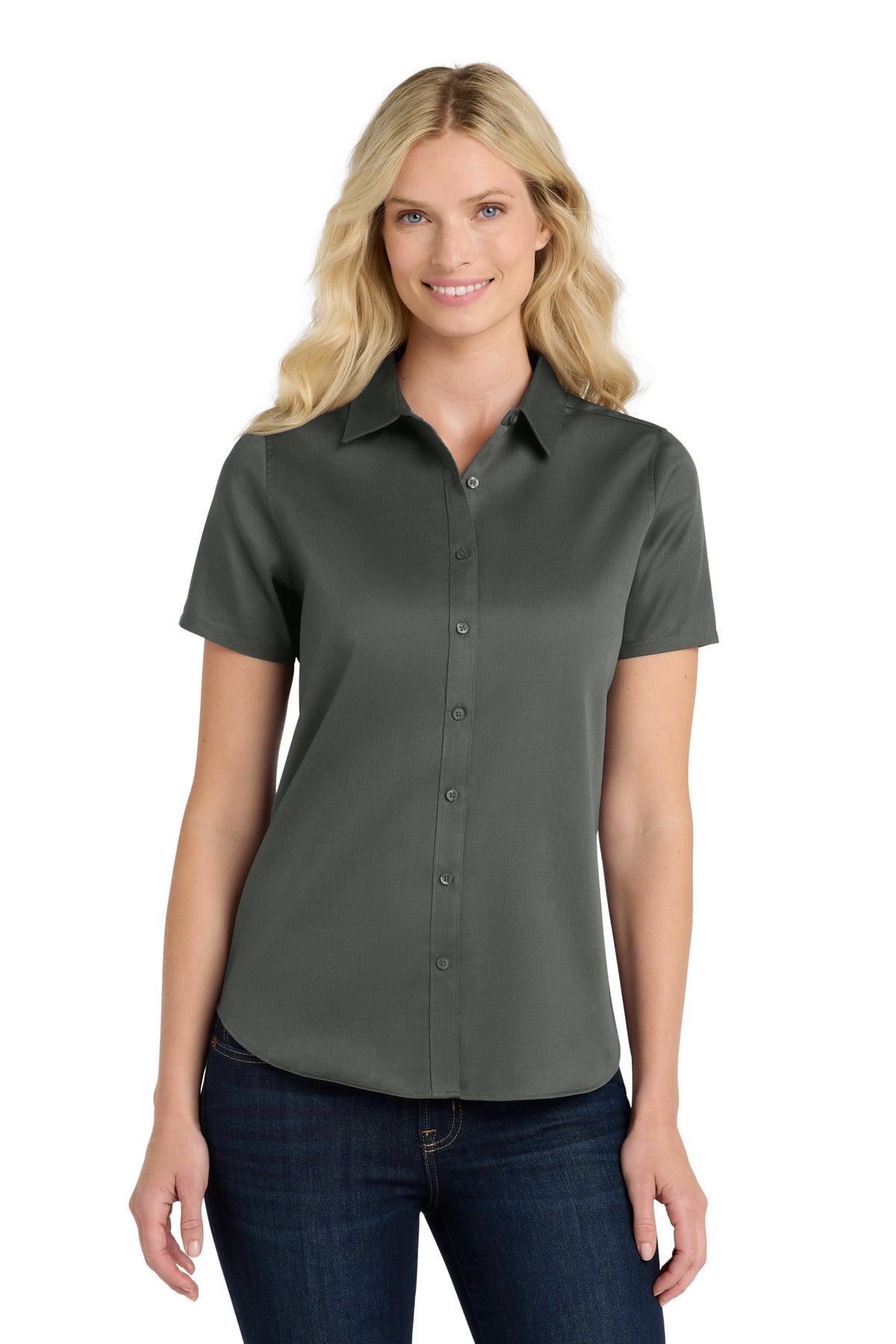 Port Authority ®  Women's Short Sleeve SuperPro React ™ Twill Shirt. LW809 - Port Authority LW809