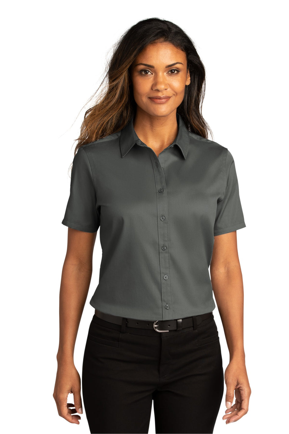 Port Authority ®  Women's Short Sleeve SuperPro React ™ Twill Shirt. LW809 - Storm Grey - Port Authority LW809